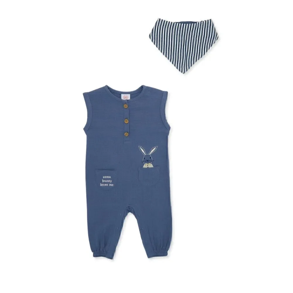 NWT Unisex Easter summer romper and bandana Gauze 100% Cotton set